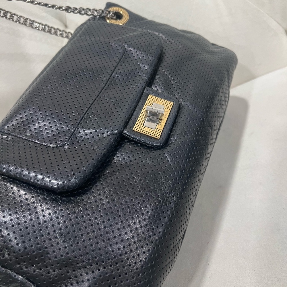 Chanel Perforated Accordion Flap Bag in Black Leather - Picture 2 of 15